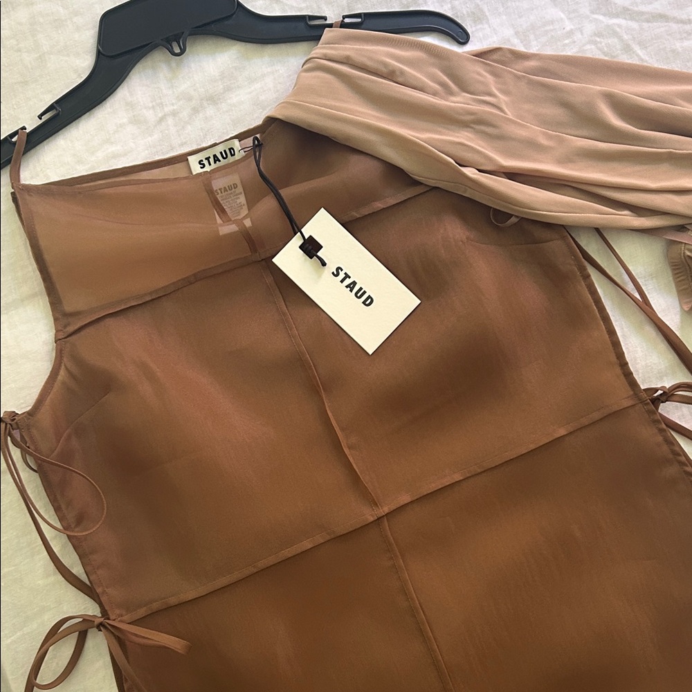 STAUD Chandler Tan Sheer Dress